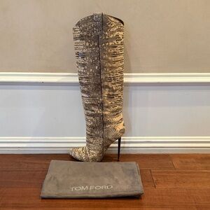 Tom Ford Beige and Brown Knee-High Boots